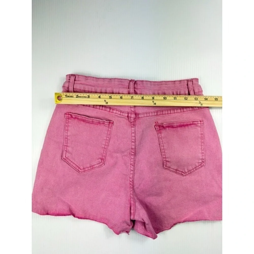 Y2K Pink Denim Two‎ Piece Set Crop Vest Raw Hem Star Cutout Shorts Size Small